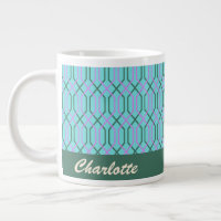 Vintage Aqua Blue Lines Pattern Personalised
