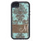 Vintage Aqua Damask Pattern with Monogram