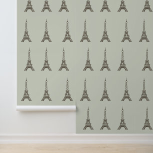 Vintage Aqua Eiffel Tower Wallpaper
