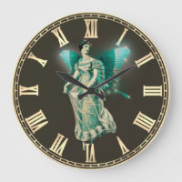 Vintage Aqua Fairy Large Clock