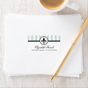 Vintage Aqua French Fleur De Lis Address Label