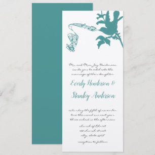 Vintage Aqua Love Bird  Wedding Invitation