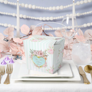 Vintage Aqua Peony Wedding Favour Box