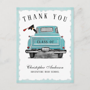 Vintage Aqua Truck 2025 Graduation Thank You Postcard