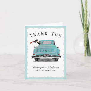 Vintage Aqua Truck Class of 2025 Graduation Thank You Card