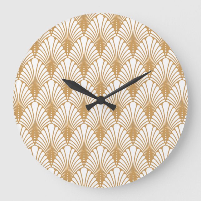 Vintage Arabesque Geometric Seamless Pattern Large Clock (Front)