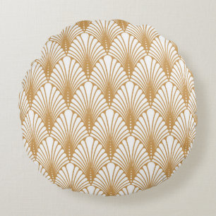 Vintage Arabesque Geometric Seamless Pattern Round Cushion