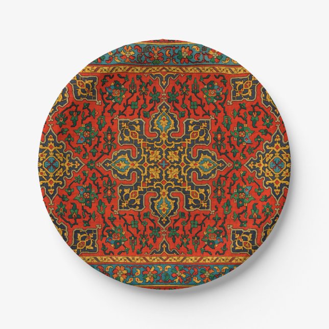 Vintage Arabian Carpet Print Paper Plate (Front)