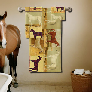 Vintage Arabian horses - collage Bath Towel Set