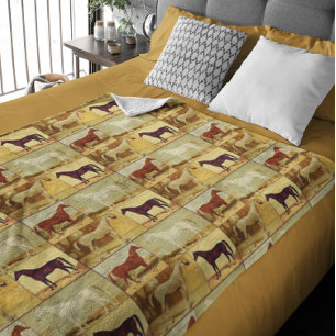 Vintage  Arabian horses - collage Fleece Blanket