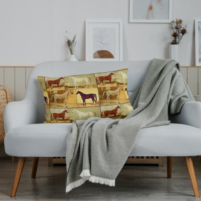 Vintage  Arabian horses - collage Lumbar Cushion (Creator Uploaded)