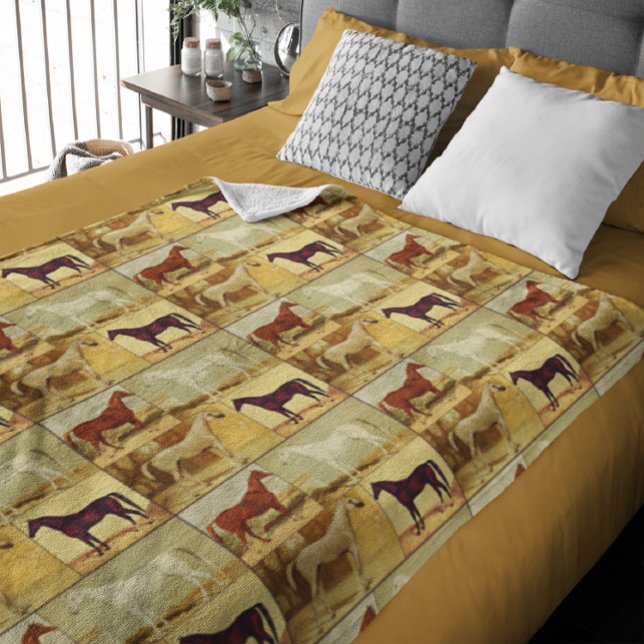   Vintage Arabian Horses  Fleece Blanket (Creator Uploaded)