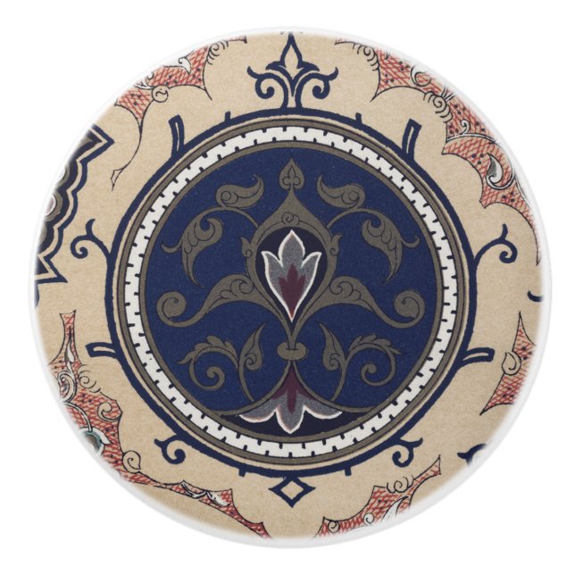 Vintage Arabian Pattern Ceramic Knob (Front)