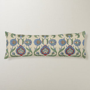 Vintage Arabic Blue Red Geometric Floral Art Print Body Cushion
