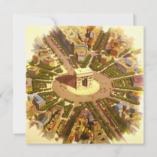 Vintage Arc de Triomphe, Paris, France Travel Art