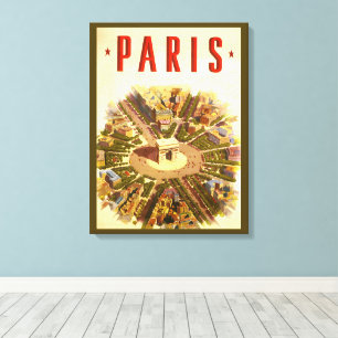 Vintage Arc de Triomphe, Paris, France Travel Art Canvas Print