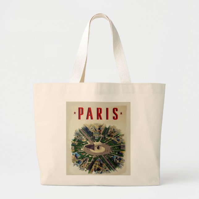 Vintage Arc de Triomphe Paris Large Tote Bag (Front)