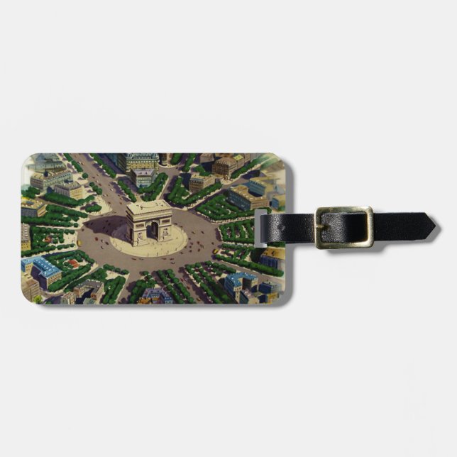 Vintage Arc de Triomphe Paris Luggage Tag (Front Horizontal)