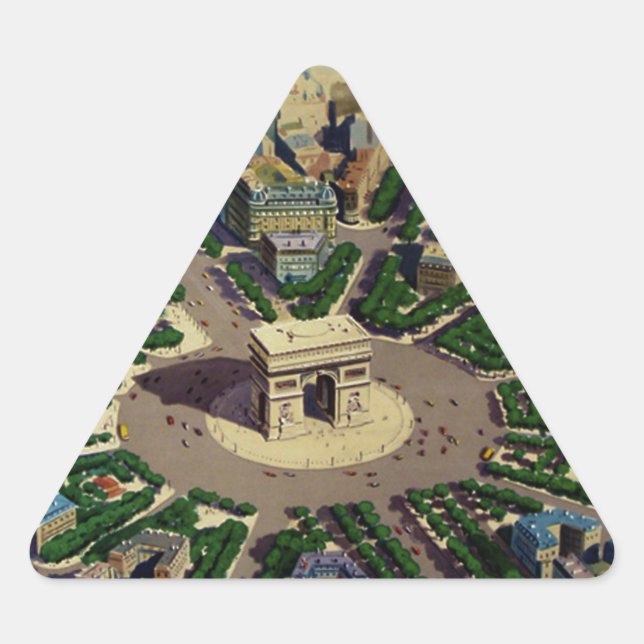 Vintage Arc de Triomphe Paris Triangle Sticker (Front)
