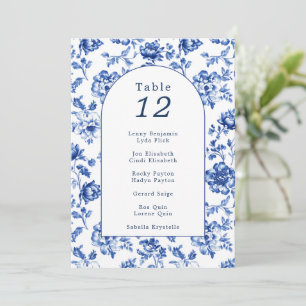 Vintage arch delftware floral table seating chart invitation