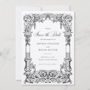 Vintage Arch Vines Ornament Frame Save the Date Invitation