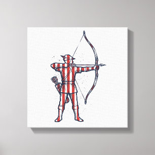 Vintage Archer American Flag Bow Hunting Shirt_1 Canvas Print