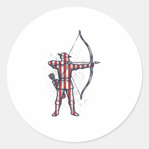Vintage Archer American Flag Bow Hunting Shirt_1 Classic Round Sticker