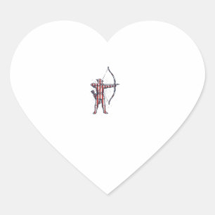Vintage Archer American Flag Bow Hunting Shirt_1 Heart Sticker