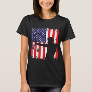 Vintage Archery American Flag Archer Bow Hunting T-Shirt