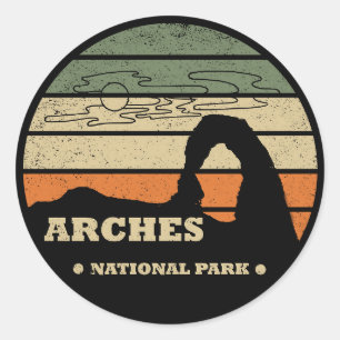 Vintage Arches National Park - Moab - Utah Classic Round Sticker