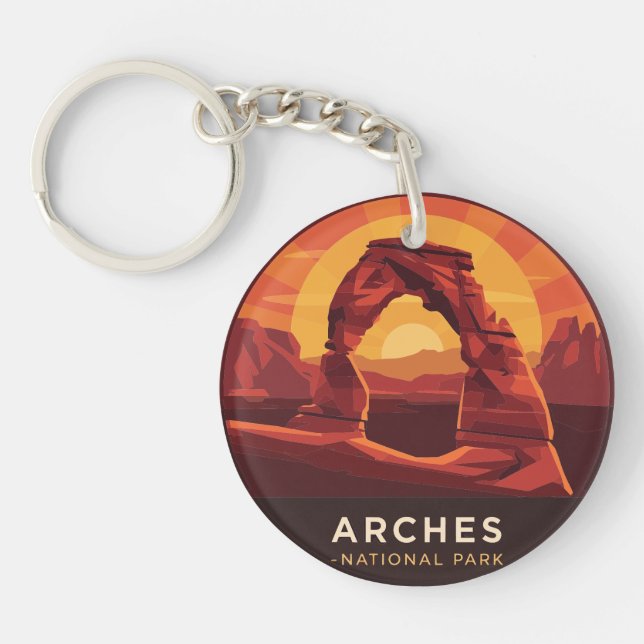 Vintage Arches National Park Sunset Key Ring (Front)