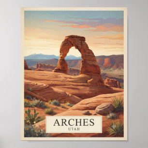 Vintage Arches Utah Travel Poster