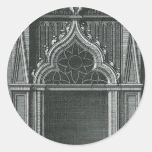 Vintage Architectural Element, Gothic Doorway Classic Round Sticker