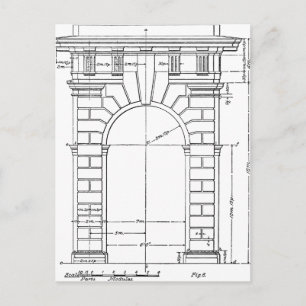 vintage architectural graphic black and white postcard