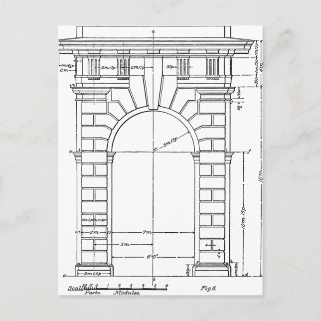 vintage architectural graphic black and white postcard (Front)