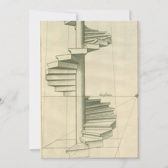 Vintage Architectural Stairs, Spiral Staircase Invitation (Front)
