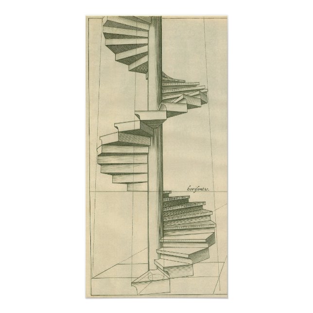 Vintage Architectural Stairs, Spiral Staircase Poster (Front)