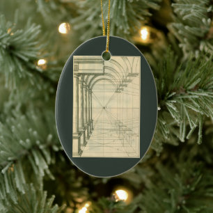 Vintage Architecture, Arches Columns Perspective Ceramic Tree Decoration