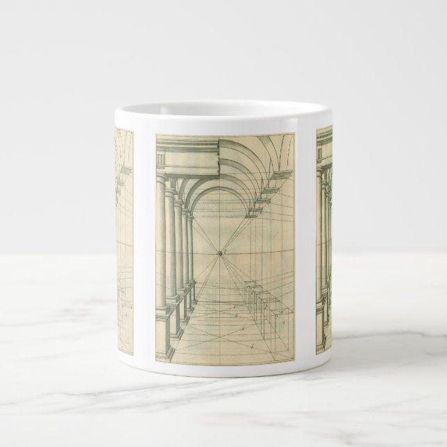 Vintage Architecture, Arches Columns Perspective Large Coffee Mug (Front)