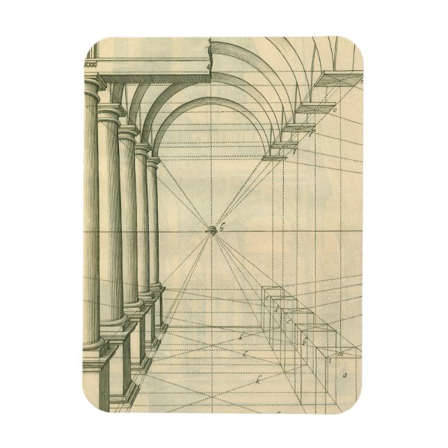Vintage Architecture, Arches Columns Perspective Magnet (Vertical)
