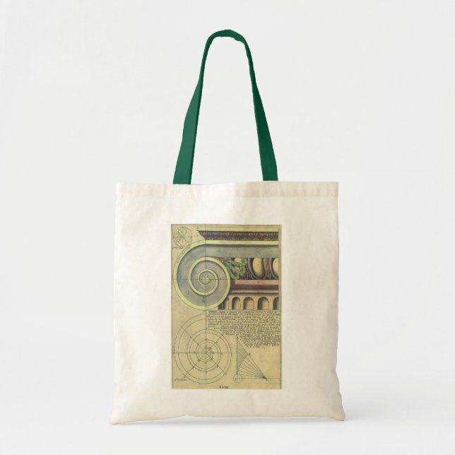 Vintage Architecture; Capital Volute by Vignola Tote Bag (Front)