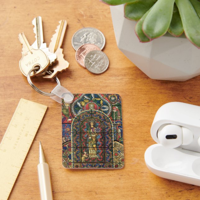 Vintage Architecture, Church Stained Glass Window Key Ring (Desk)