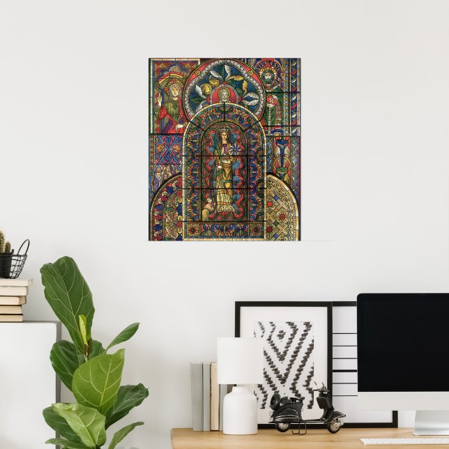 Vintage Architecture, Church Stained Glass Window Poster (Home Office)