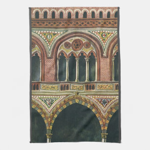 Vintage Architecture,  Citadel in Pavia, Italy Tea Towel