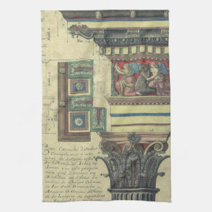 Vintage Architecture, Column with Cornice Moulding Tea Towel