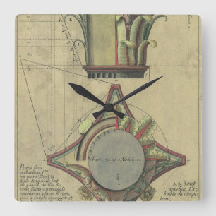 Vintage Architecture, Decorative Capital Crown Square Wall Clock