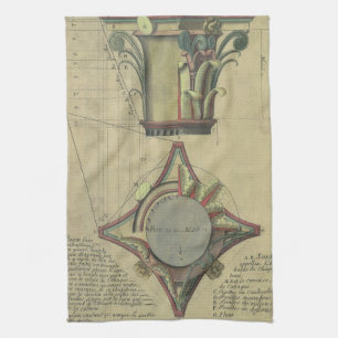 Vintage Architecture, Decorative Capital Crown Tea Towel