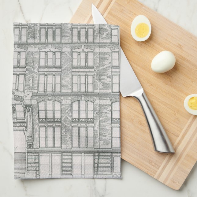 Vintage Architecture, Delaware & Hudson Canal Co. Tea Towel (Quarter Fold)