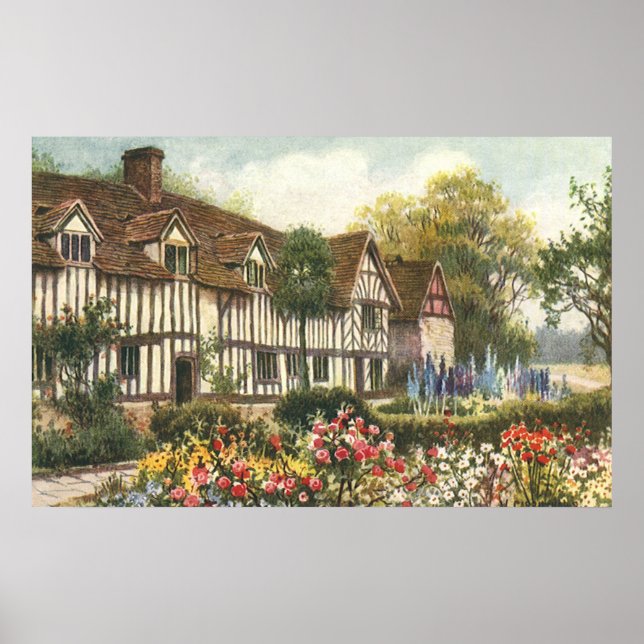 Vintage Architecture Formal Garden English Cottage Poster (Front)