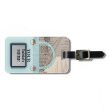 Vintage Architecture luggage tag, Pop Chinoiserie